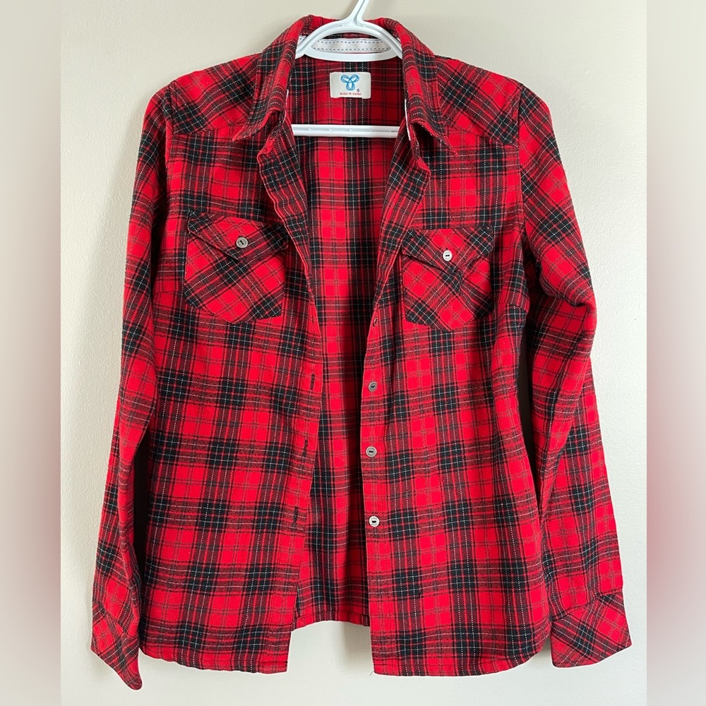 TNA Red Plaid Button Down